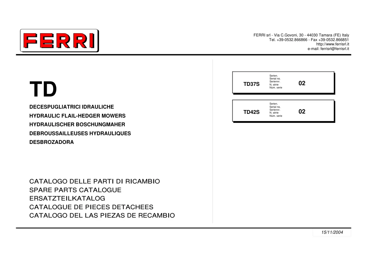 Ferri Td37S Td42S Parts Manual