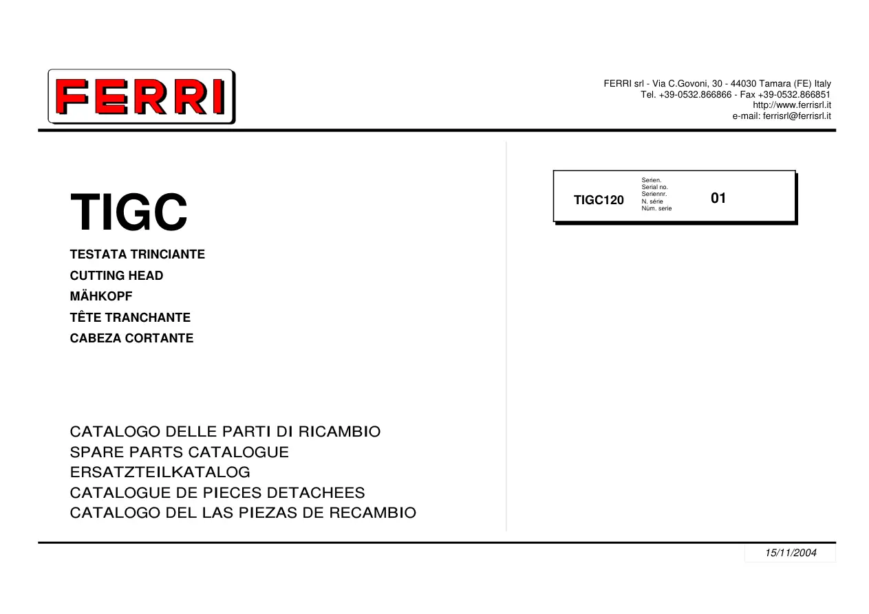 Ferri Tigc120 Parts Manual