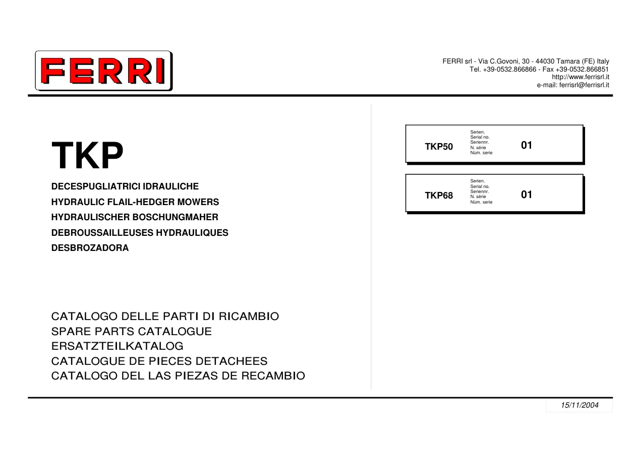 Ferri Tkp50 Tkp68 Parts Manual