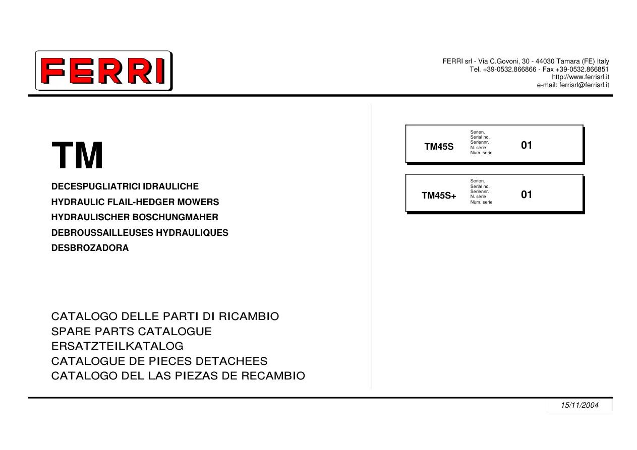 Ferri Tm45S Parts Manual