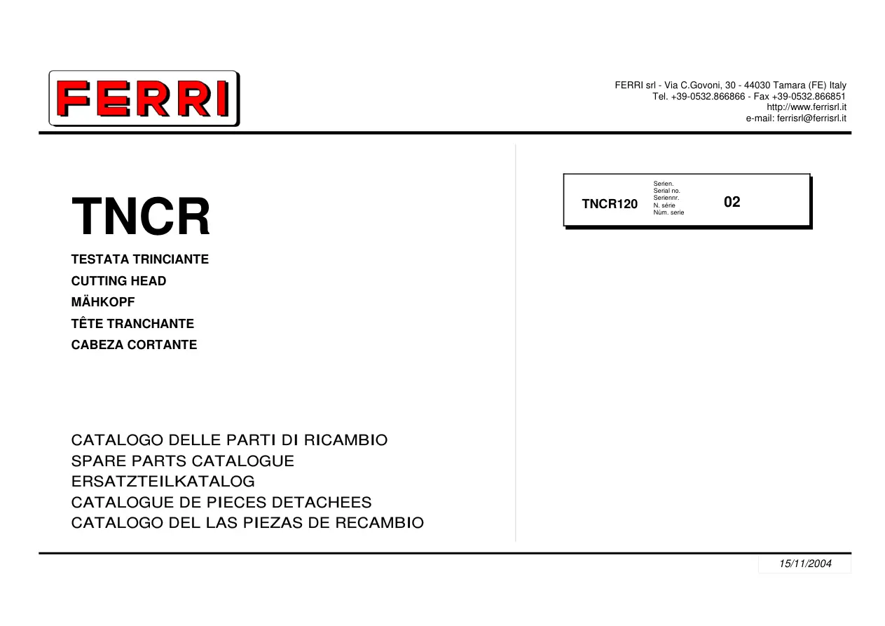 Ferri Tncr120 Parts Manual