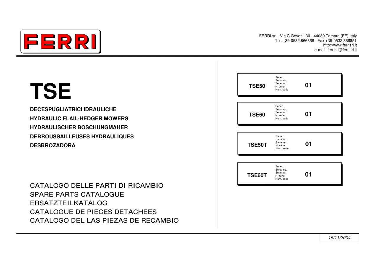 Ferri Tse50T Tse60T Parts Manual