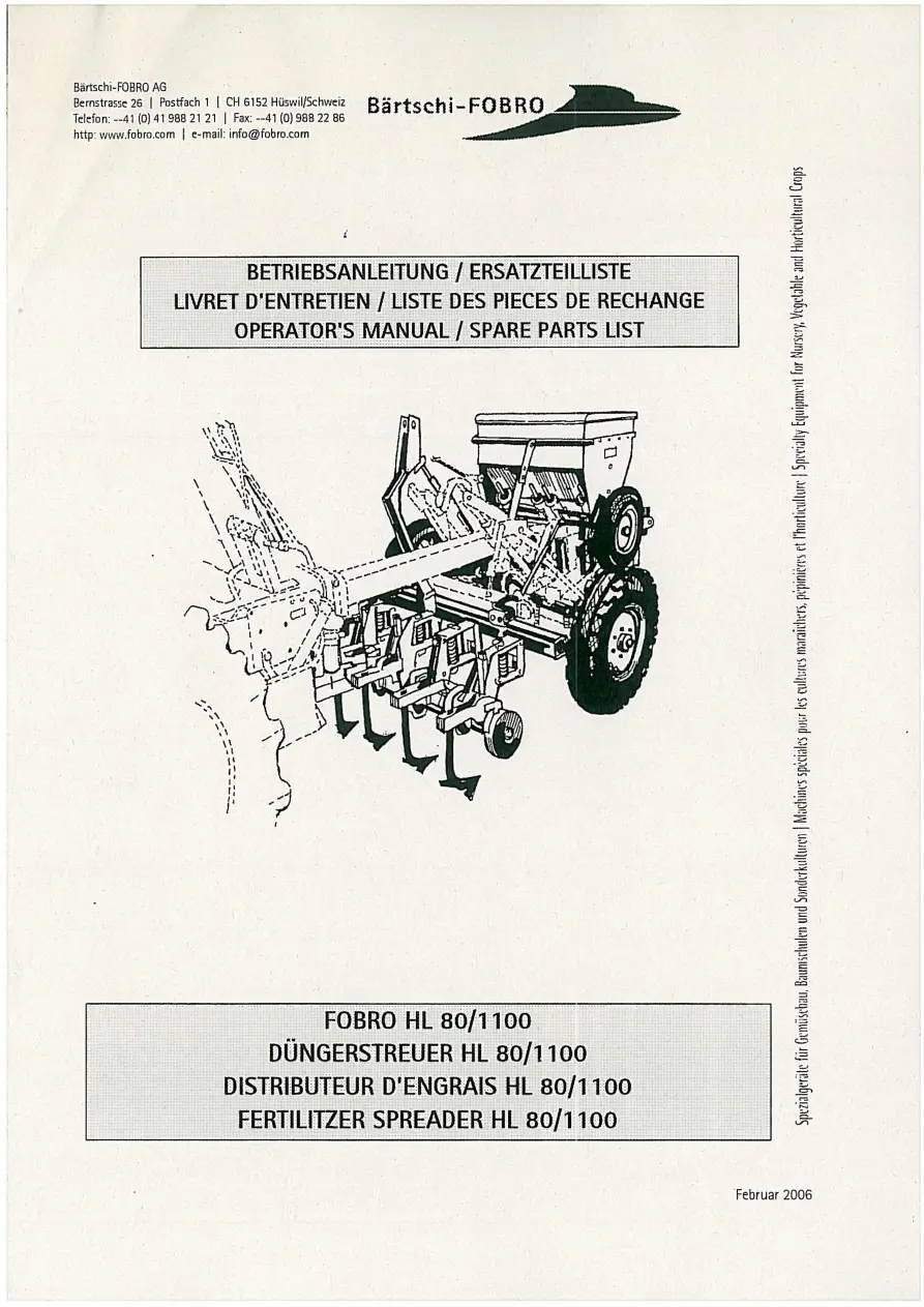 Fobro Fertilitzer Hl80 1100 Parts Manual