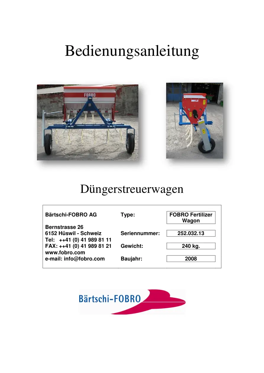 Fobro Wagon Parts Manual