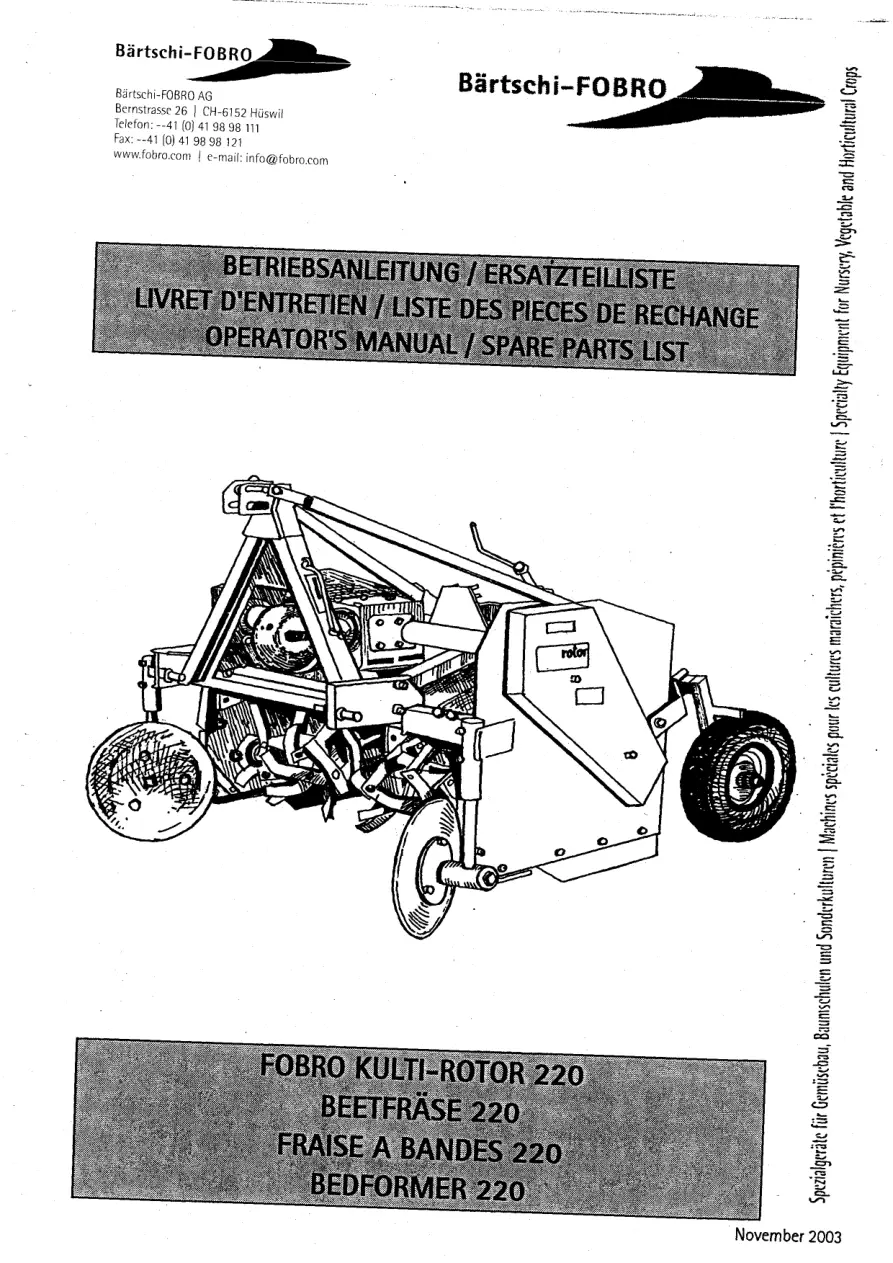 Fobro Kultirotor 220 Parts Manual