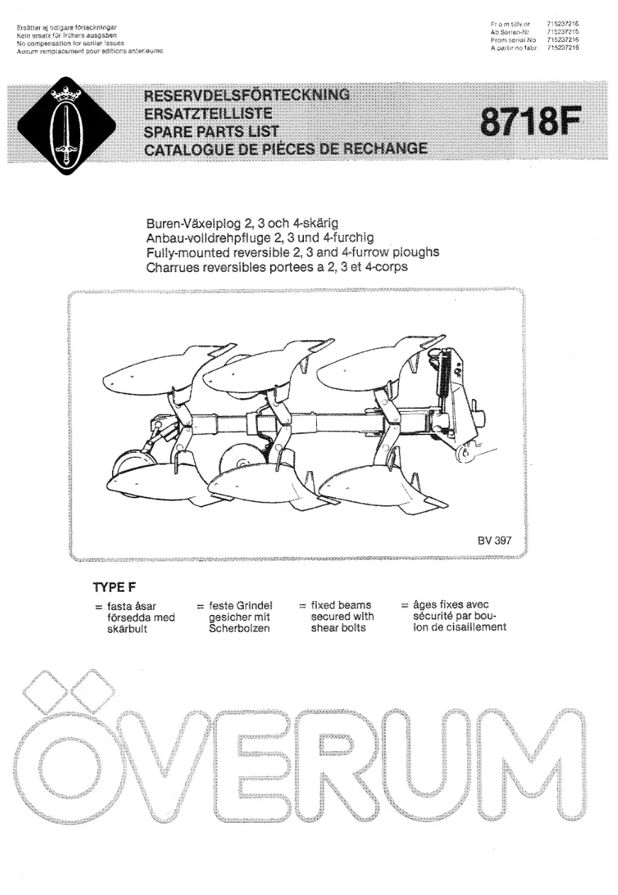 Overum 2 4 1987 Parts Manual