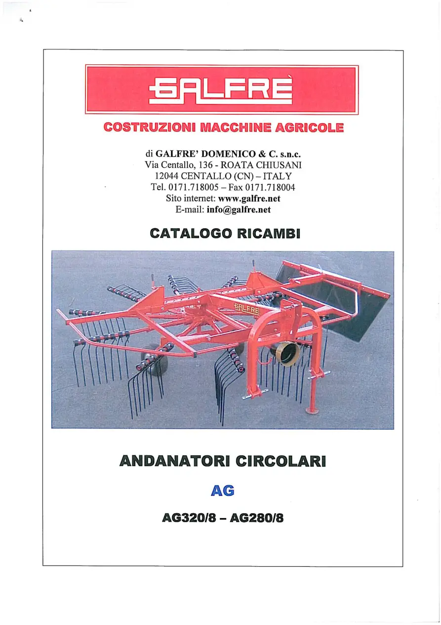Galfre Andanatori Circolari Ag320 8 Ag280 8 Parts Manual