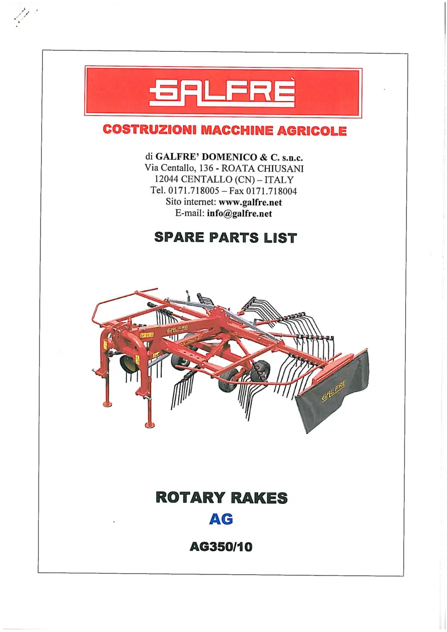 Galfre Ag350 10 Parts Manual
