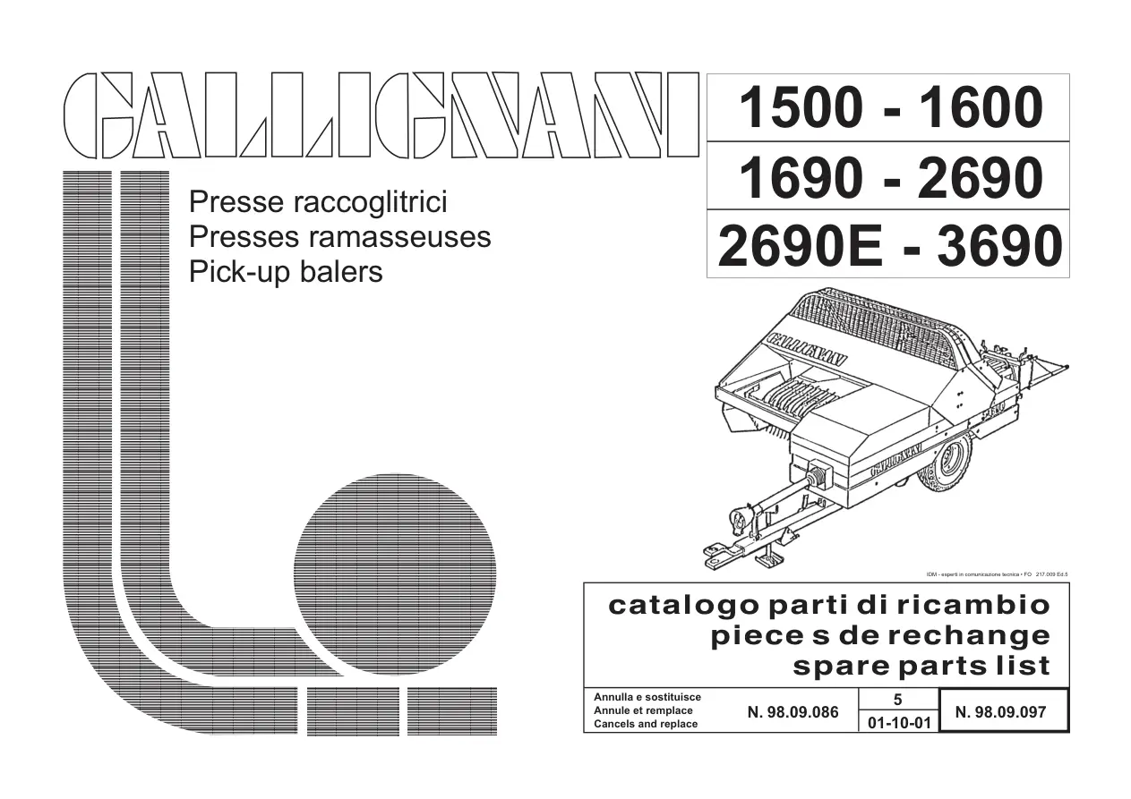 Gallignani 1500 1600 1690 2690 3690 Parts Manual