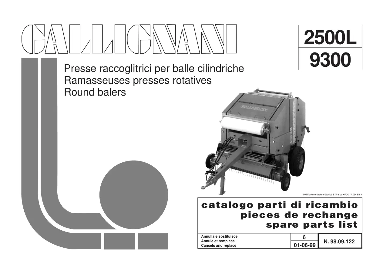 Gallignani 2500L 9300 Parts Manual