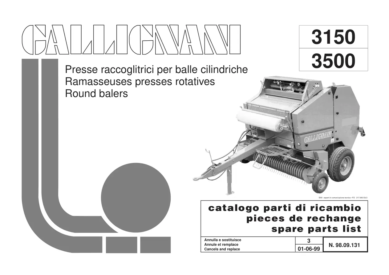 Gallignani 3150 3500 Parts Manual