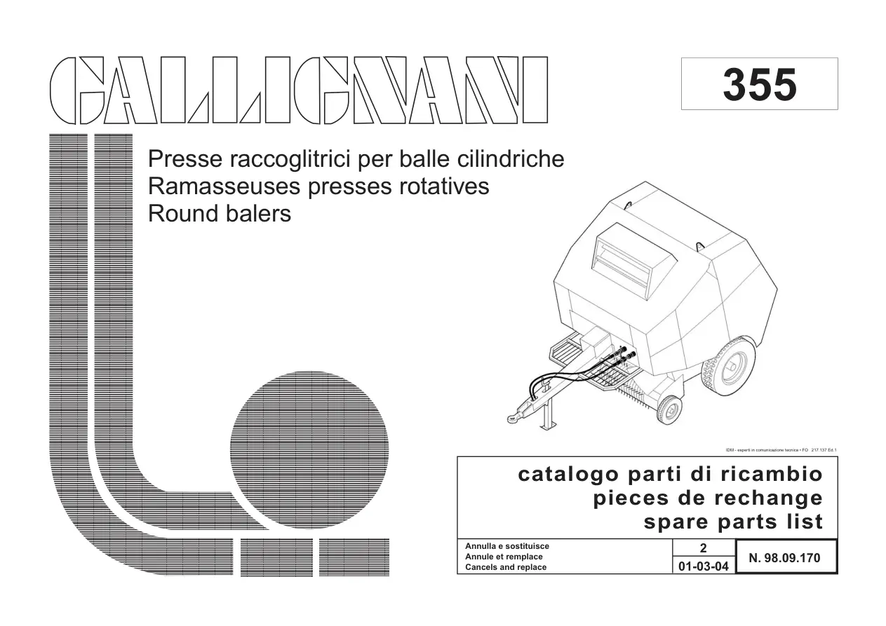 Gallignani 355 Parts Manual