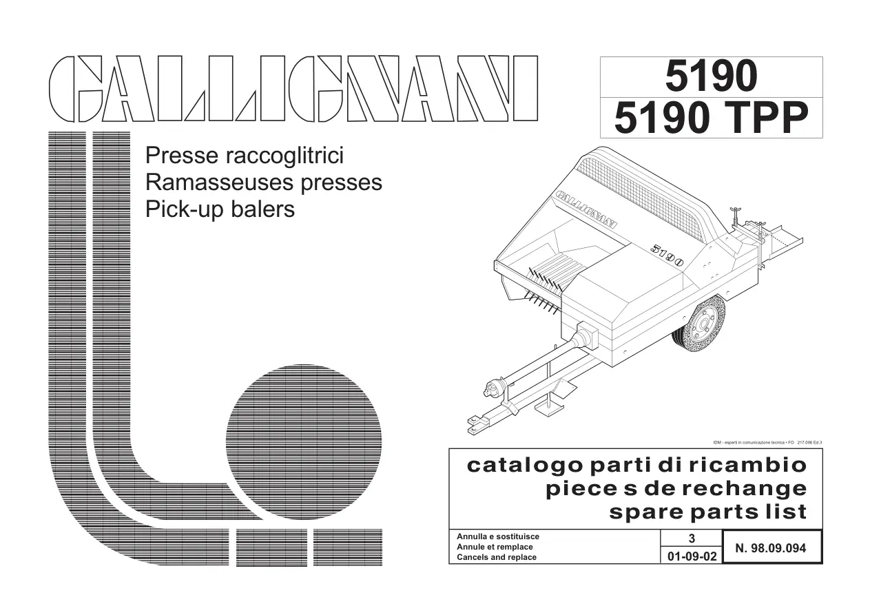 Gallignani 5190 Tpp Parts Manual