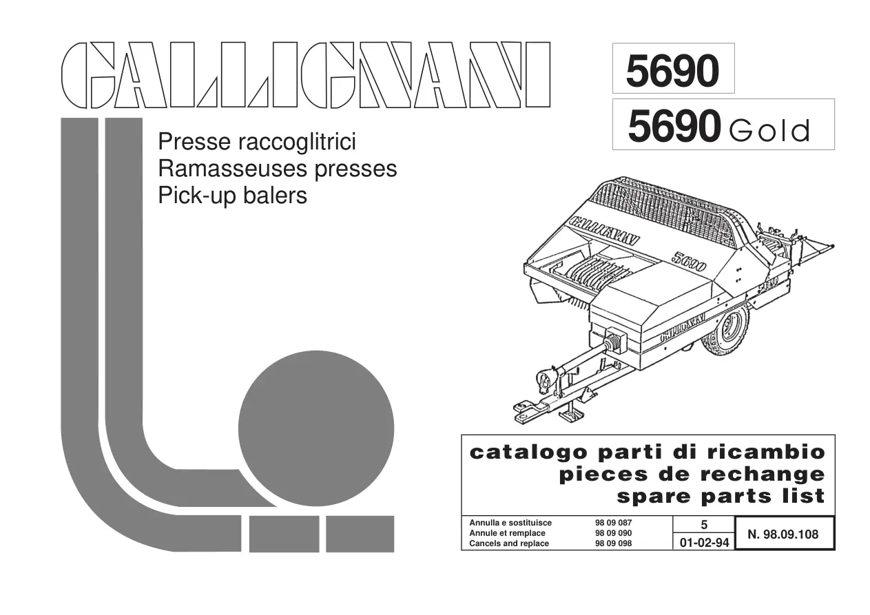 Gallignani 5690 Parts Manual