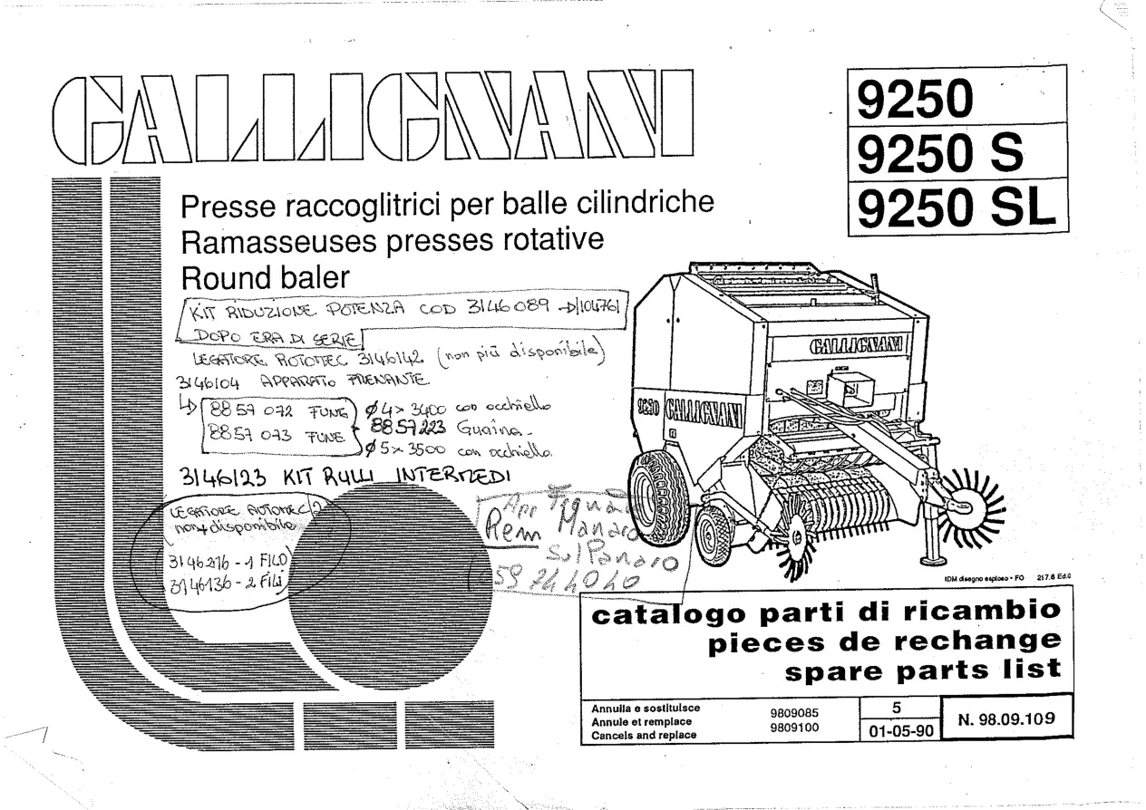 Gallignani 9250 Parts Manual