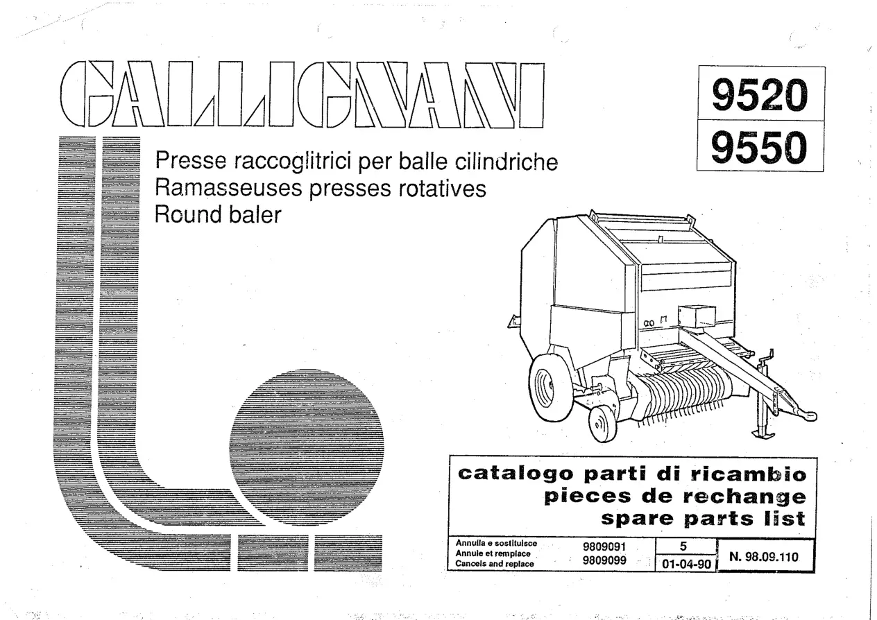 Gallignani 9520 9550 Parts Manual
