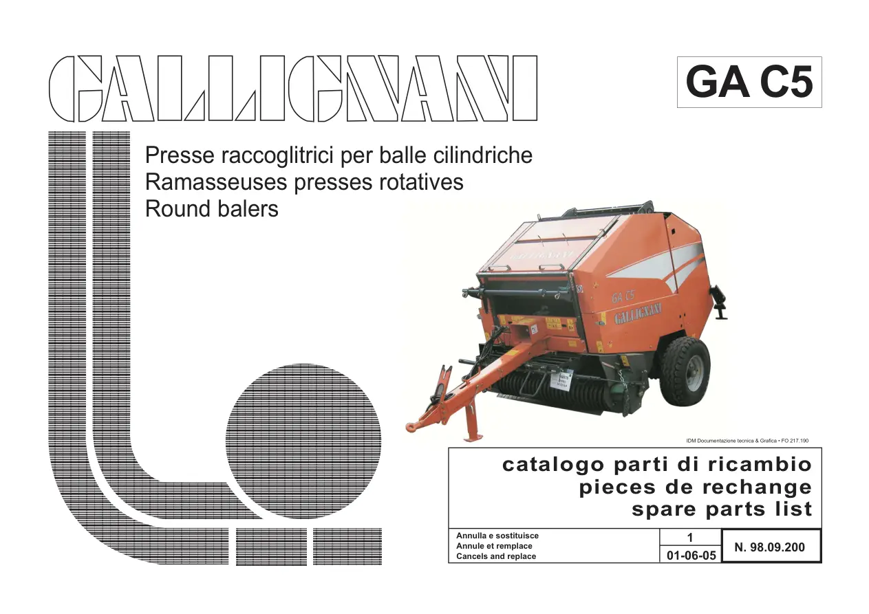 Gallignani Ga C5 Parts Manual