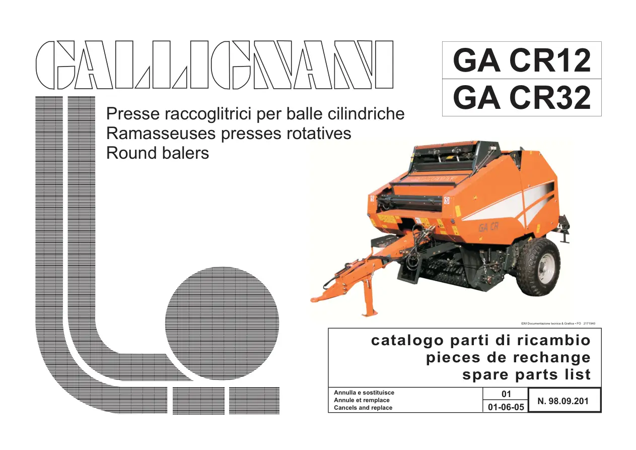 Gallignani Ga Cr12 Cr32 Parts Manual