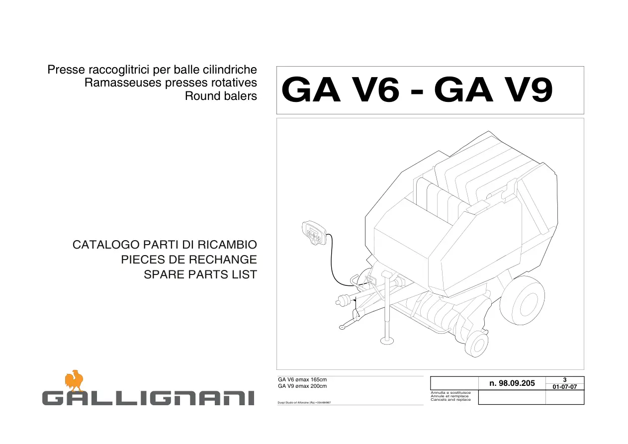 Gallignani Ga V6 V9 Parts Manual