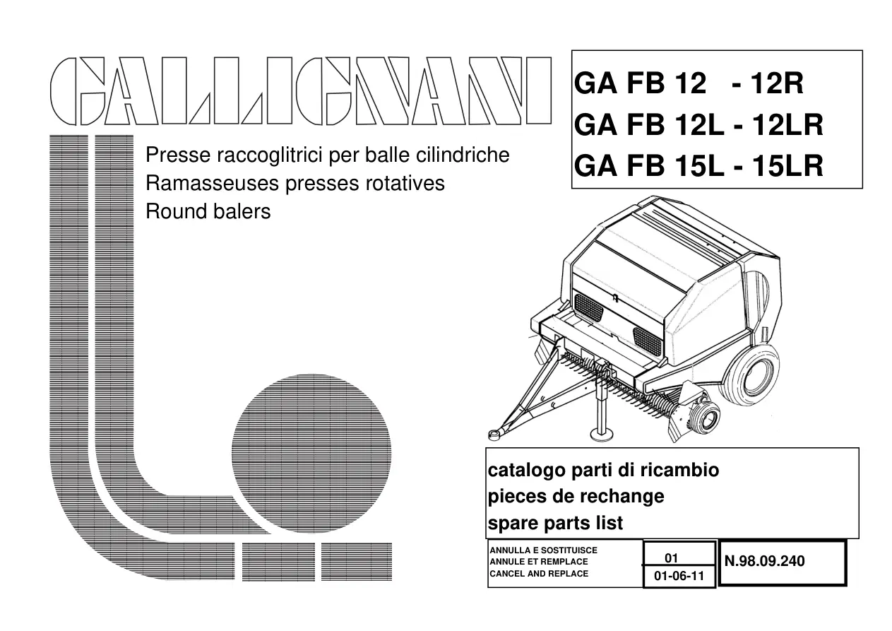 Gallignani Gafb12 Gafb15 Parts Manual