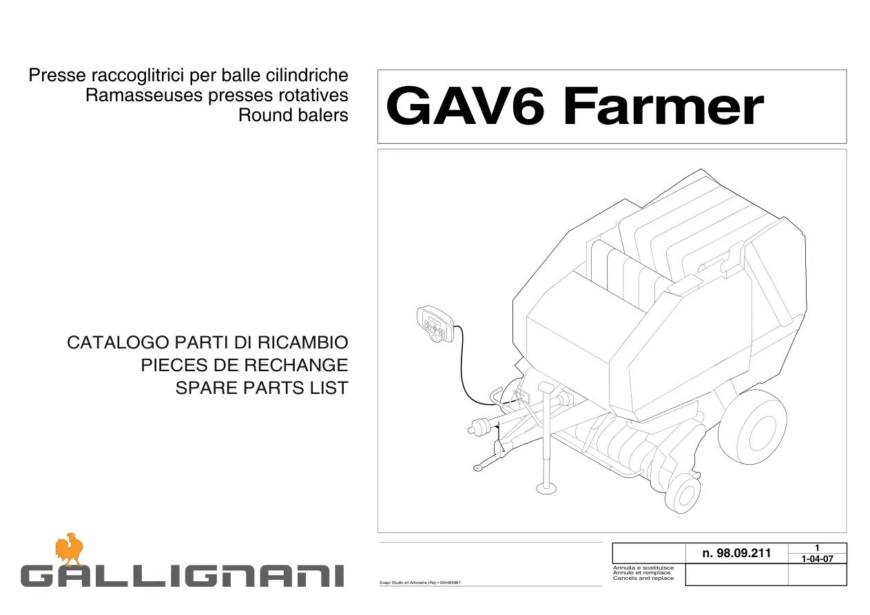 Gallignani Gav6 Parts Manual