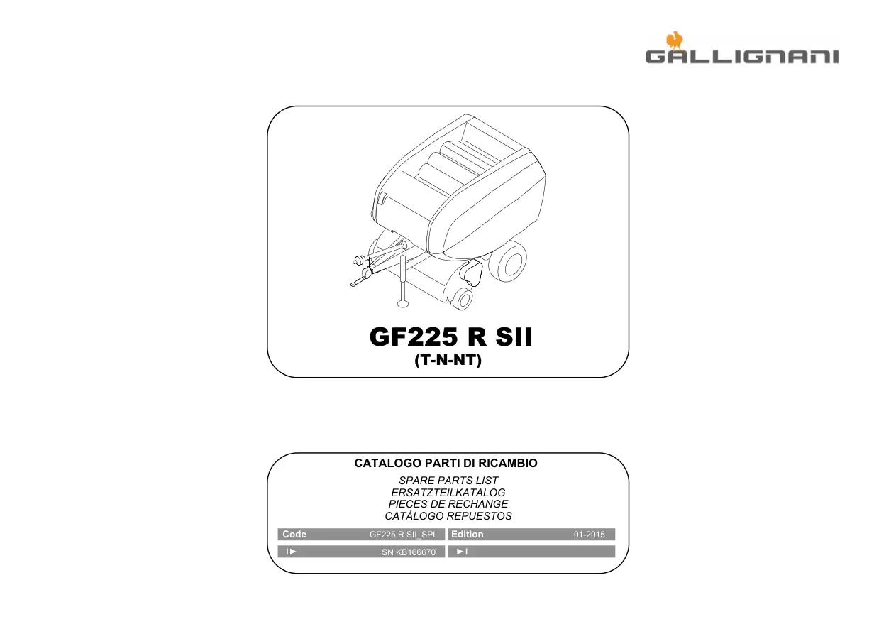 Gallignani Gf225 R Parts Manual