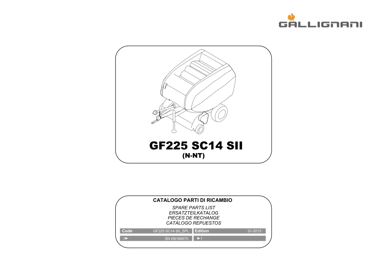 Gallignani Gf225 Sc14 Parts Manual
