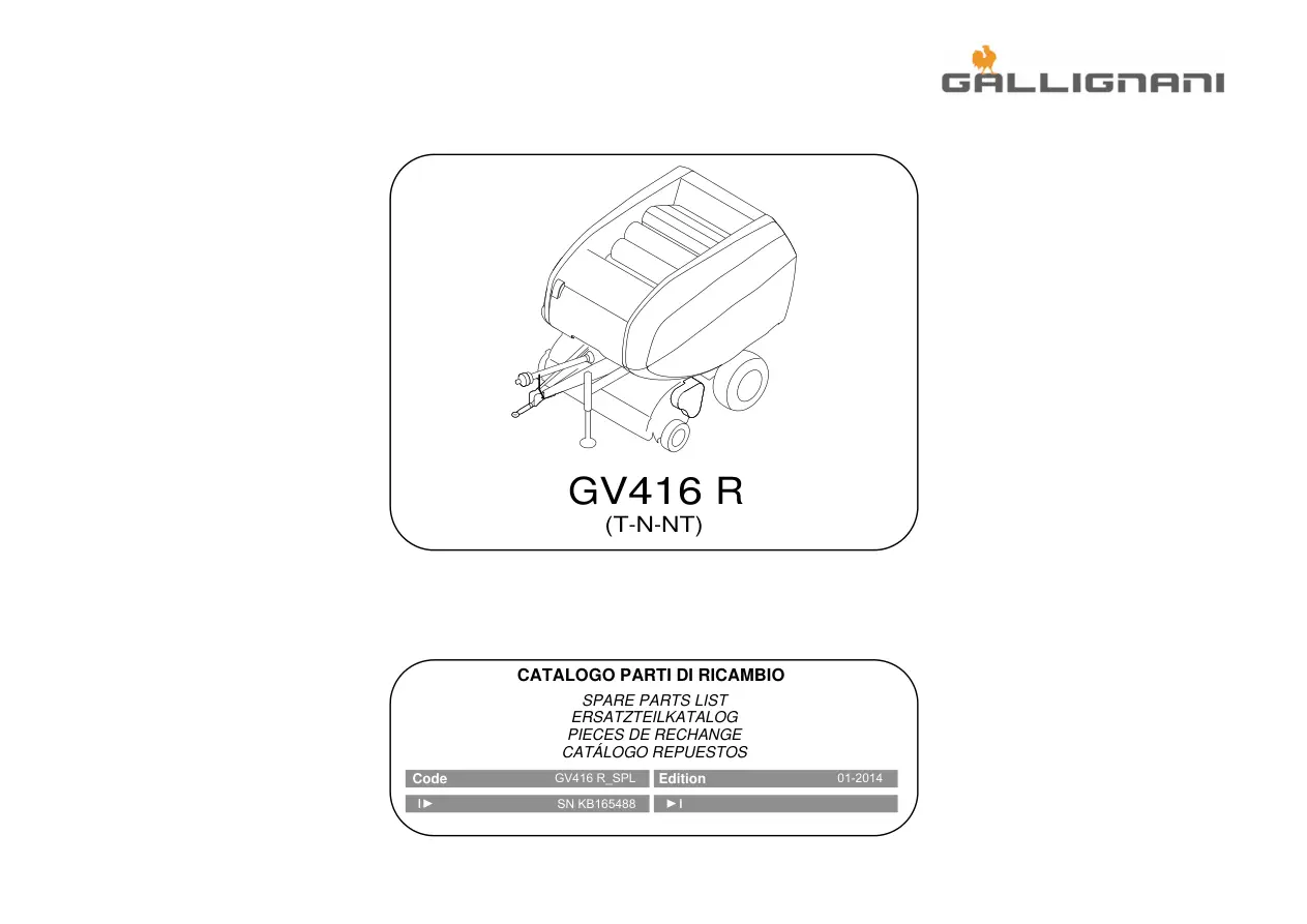 Gallignani Gv416 R Parts Manual
