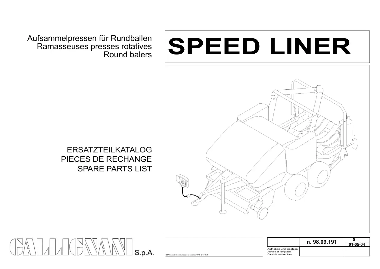 Gallignani Speedliner Parts Manual