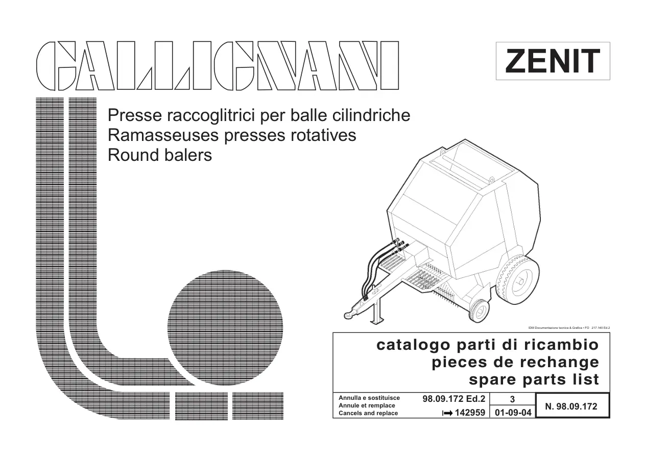Gallignani Zenit Parts Manual