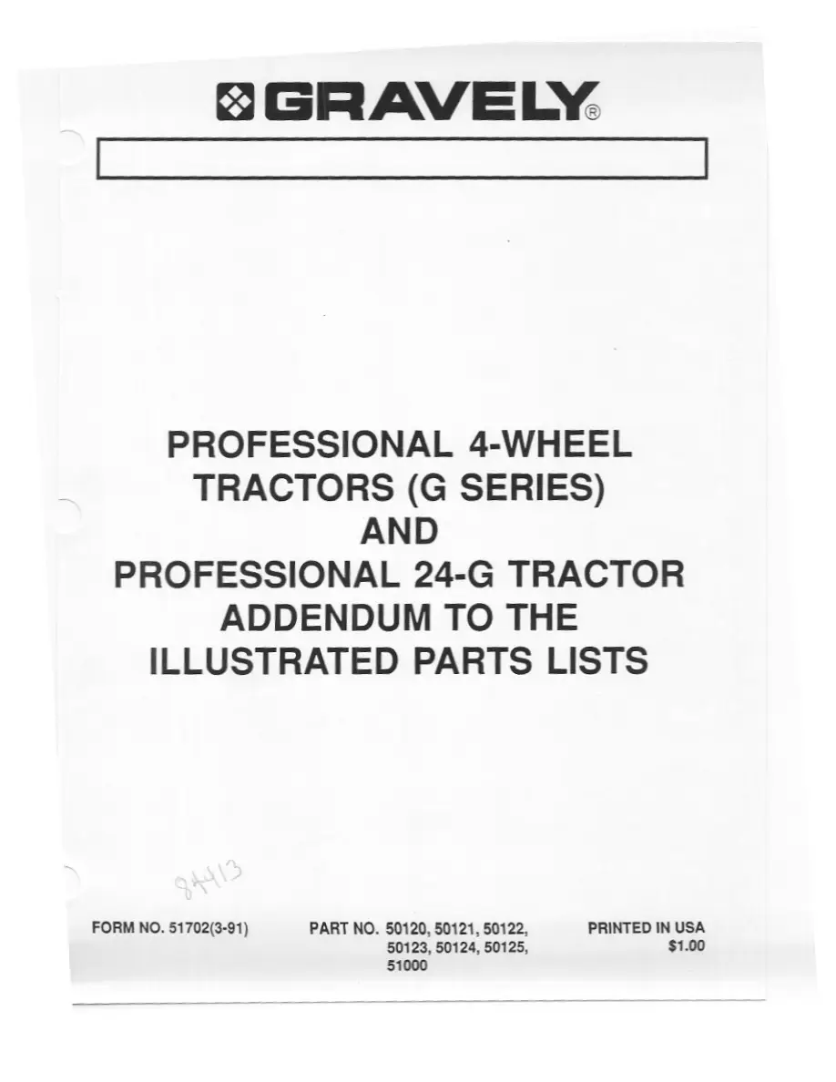 Gravely 4 Wheel 24 G 3 Parts Manual