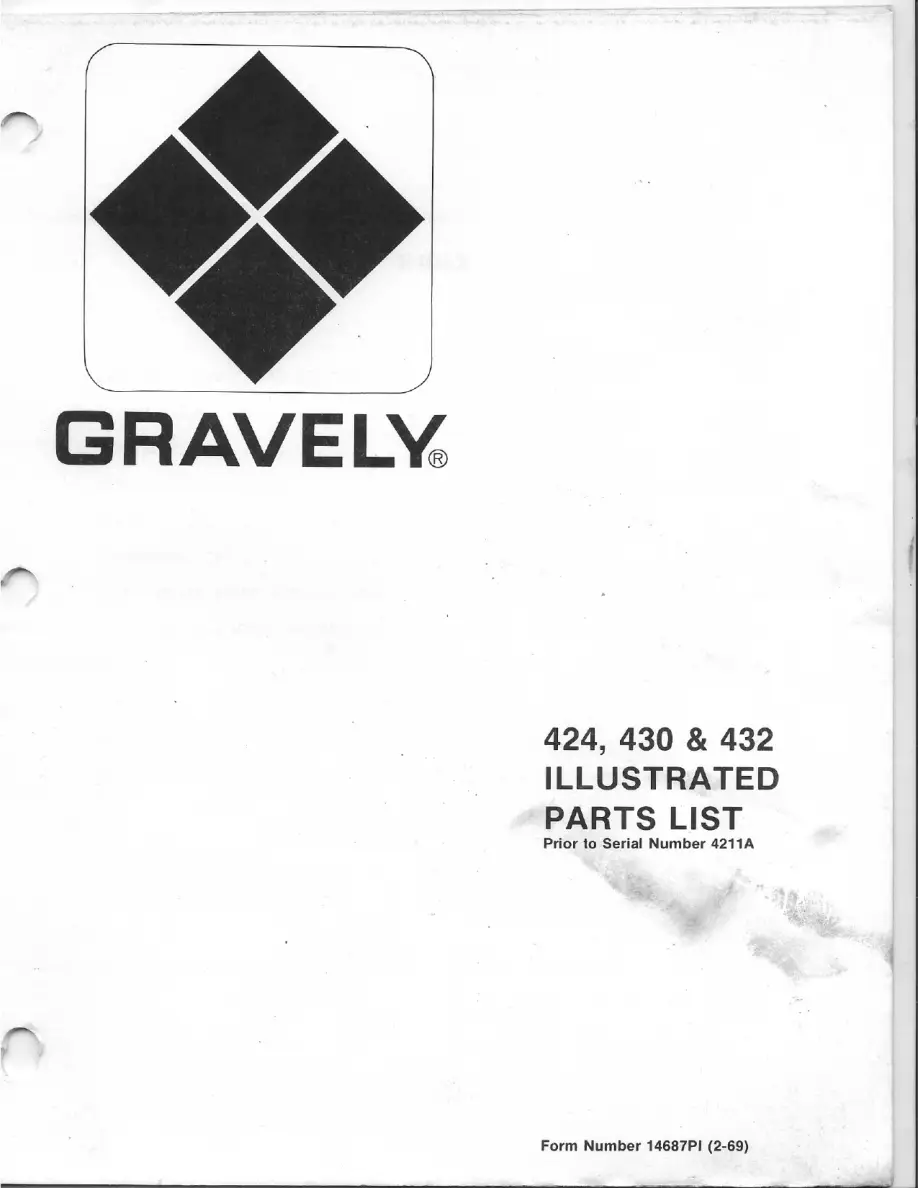 Gravely 424 430 432 4221A Parts Manual