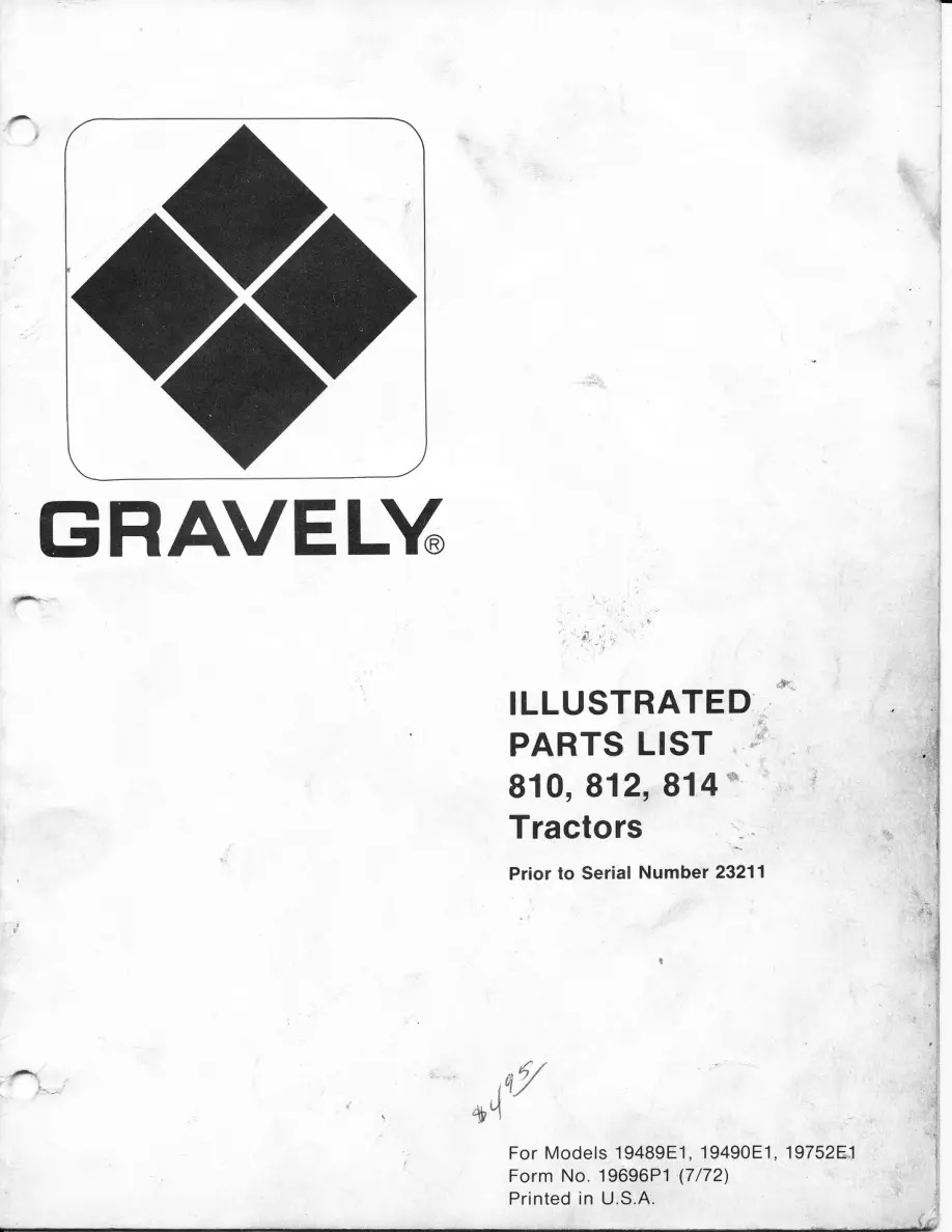 Gravely 810 812 814 2 Parts Manual