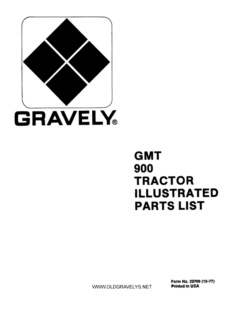 Gravely Gmt 900 Parts Manual