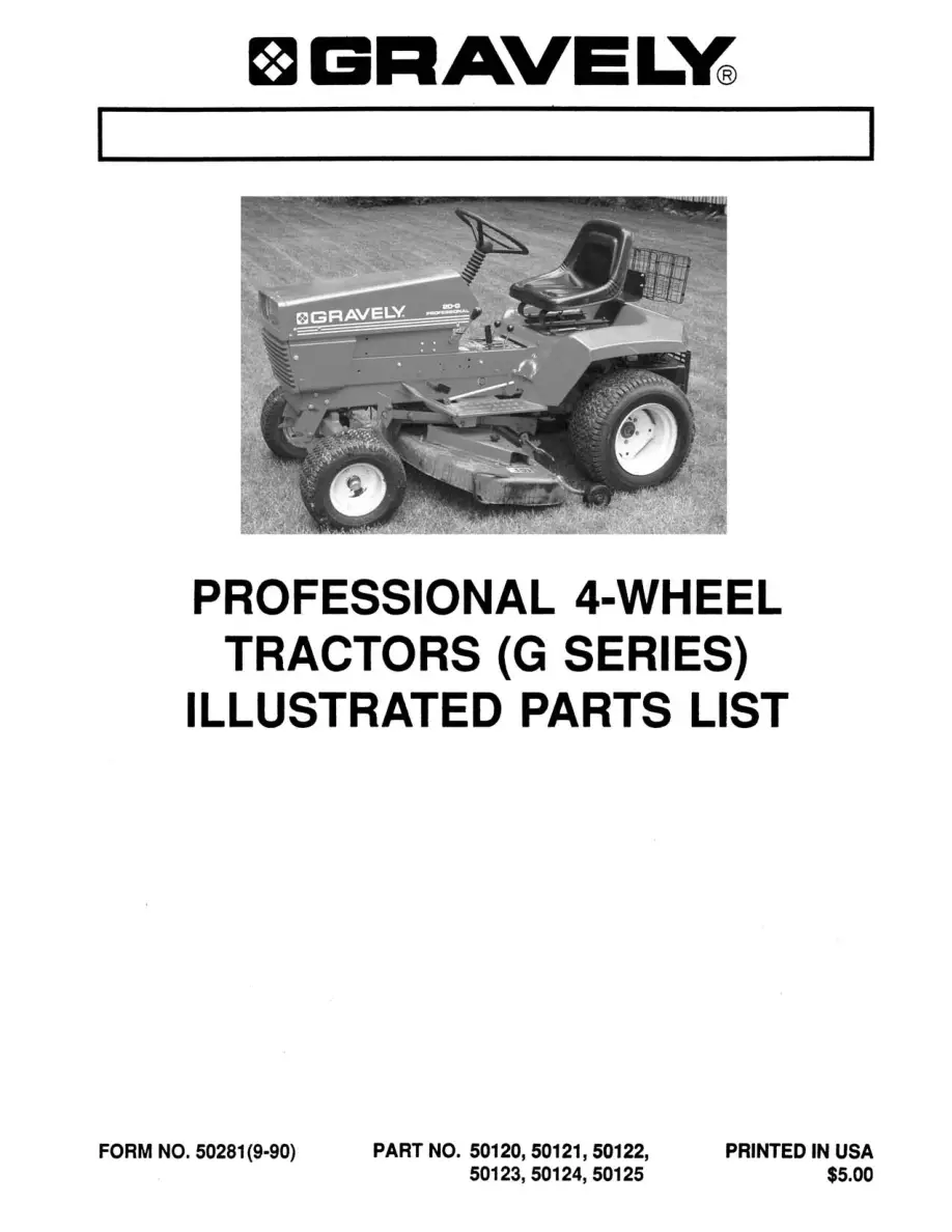 Gravely Pro 4 Wheel G Parts Manual