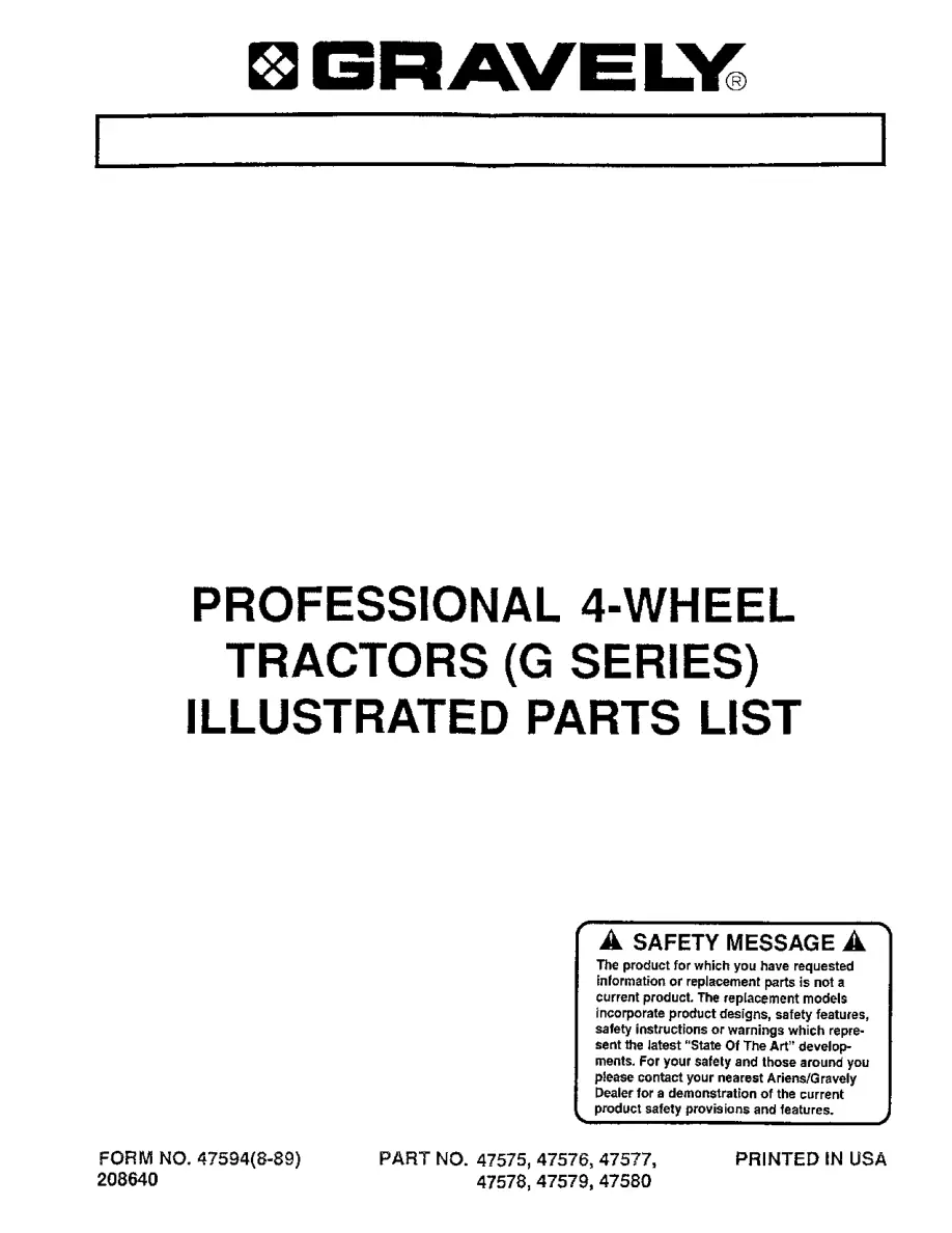 Gravely 4 Wheel G Parts Manual