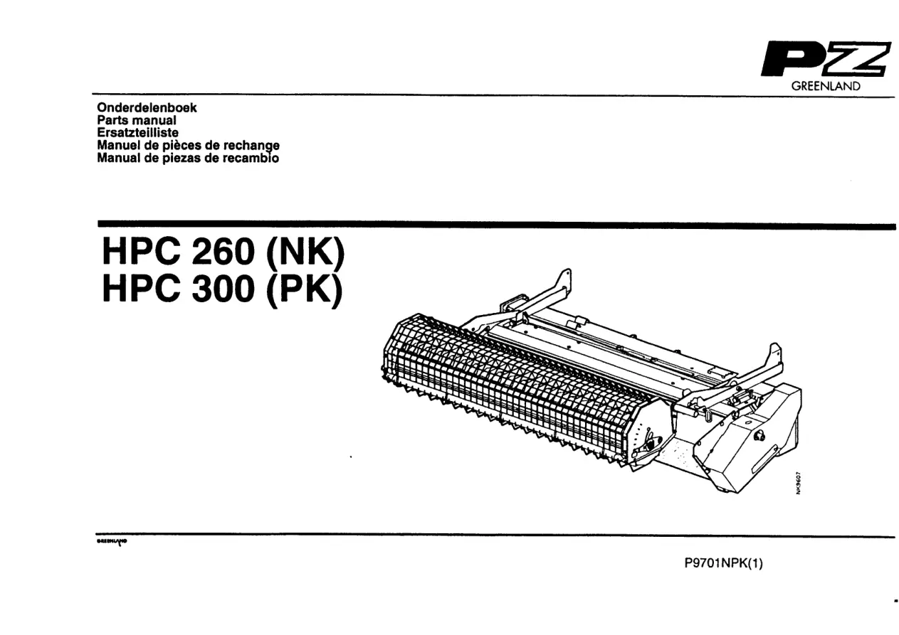 Greenland Hpc260 Hpc300 Mower Parts Manual