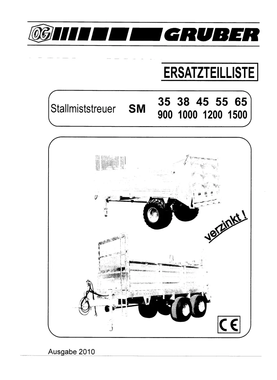 Gruber Sm 35 38 45 55 65 900 1000 1200 1500 Parts Manual