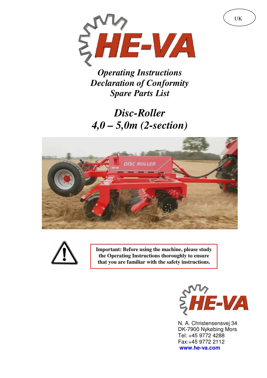 HE-VA He Va Disc 4.0 5.0 Parts Manual