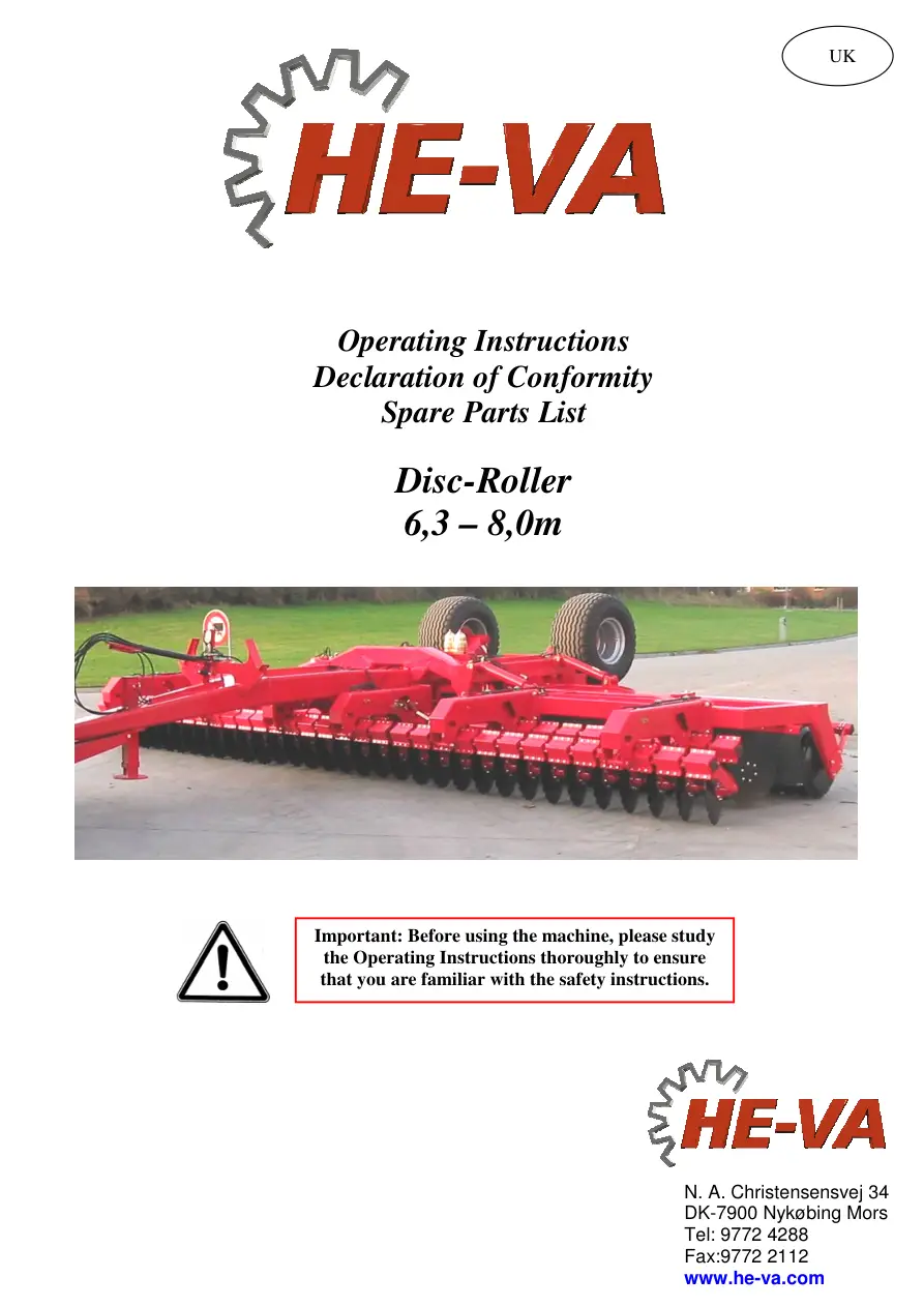 HE-VA He Va Disc 6.3 8.0 Parts Manual