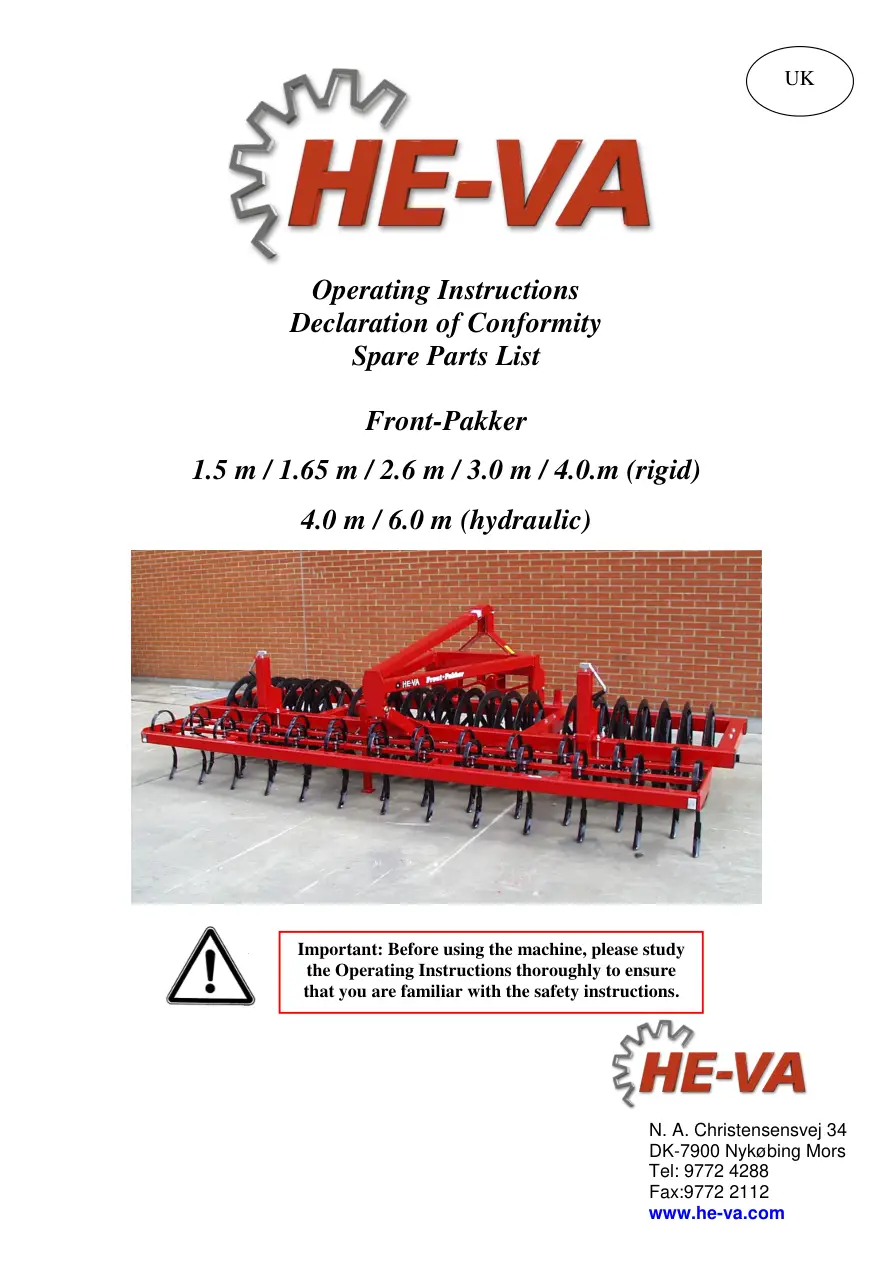 HE-VA He Va 1.5 1.65 2.6 3.0 4.0 6.0 Parts Manual