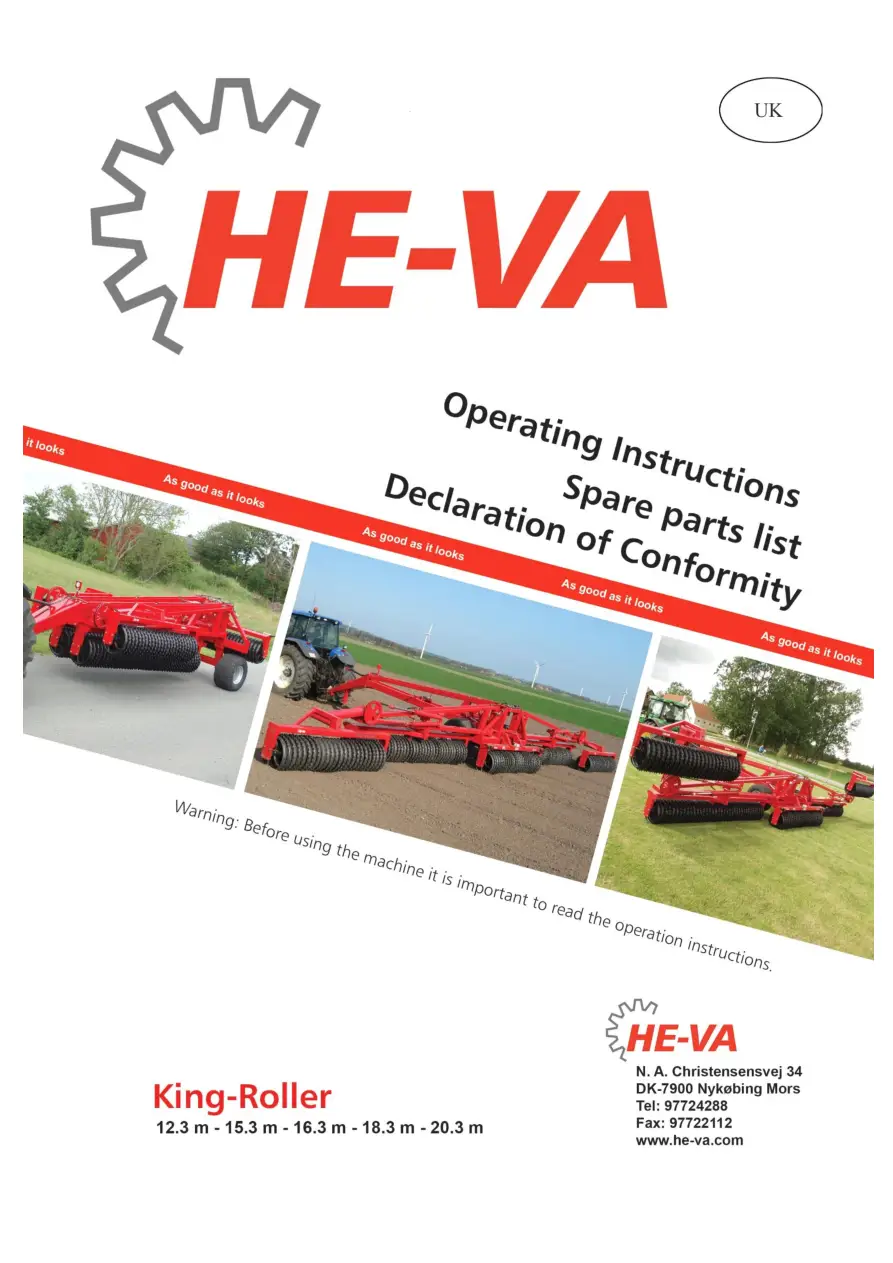 HE-VA He Va King 12.3 15.3 16.3 18.3 20.3 Parts Manual