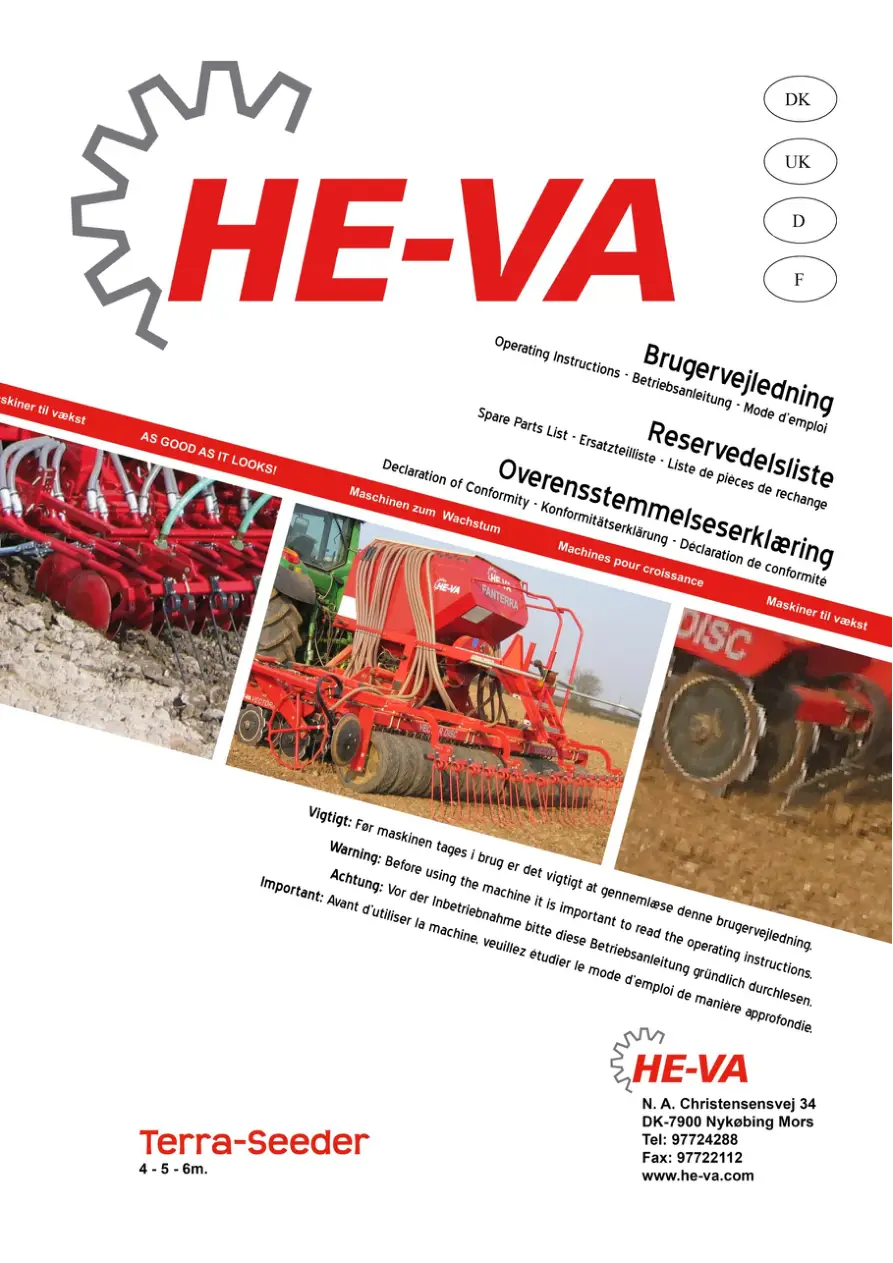 HE-VA He Va Terra 4.0 5.0 6.0 Parts Manual