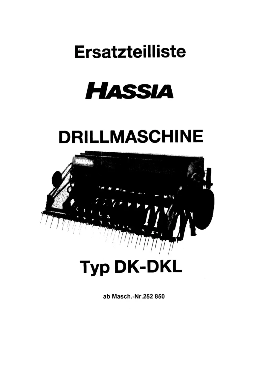 Hassia Dk Dkl Drillmaschine Parts Manual