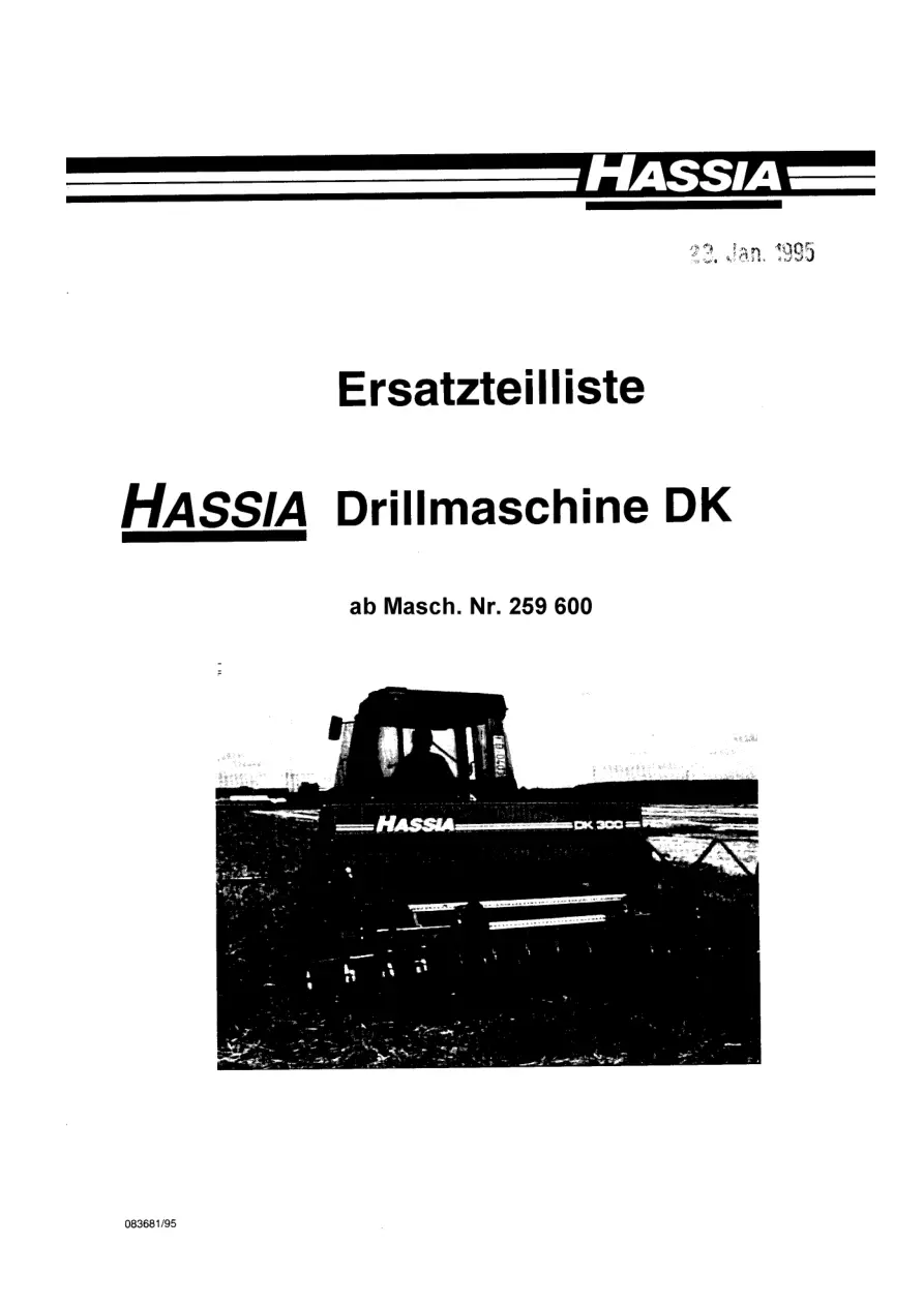 Hassia Dk Drillmaschine Dk Parts Manual