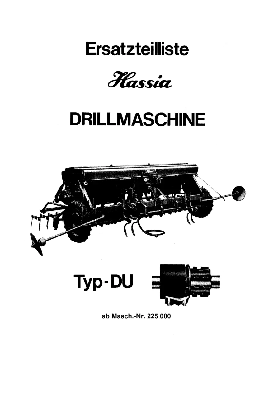 Hassia Du Drillmaschine Parts Manual