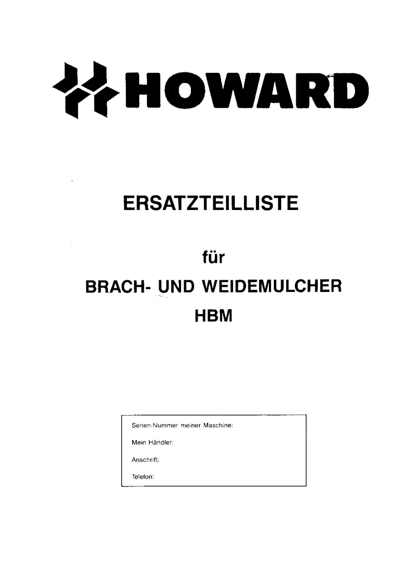 Howard Hbm Parts Manual