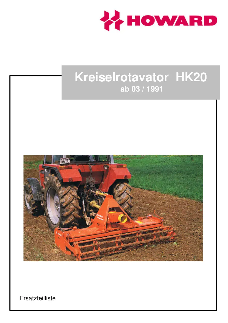 Howard Hk20 03 1991 Parts Manual