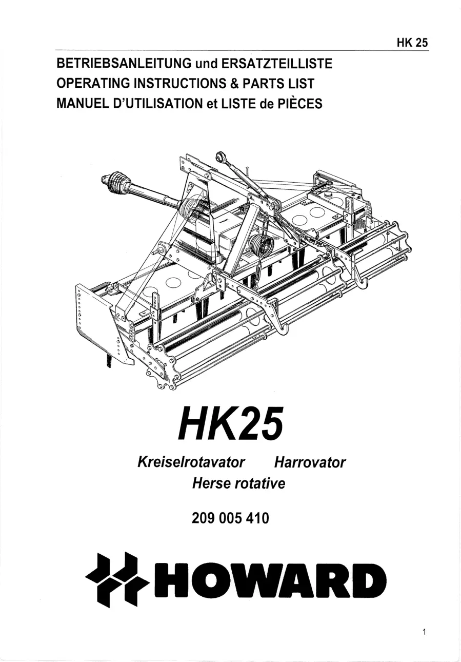 Howard Hk25 Parts Manual