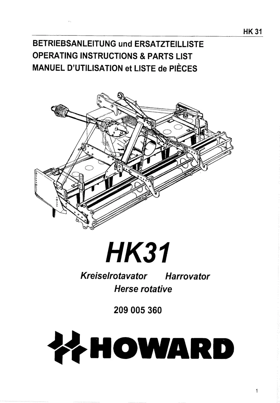 Howard Hk31 Parts Manual